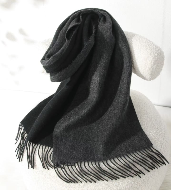 Кашмирен шал, двустранен двуцветен с ресни, Plain weave, поддържа топлината, Warp knitting