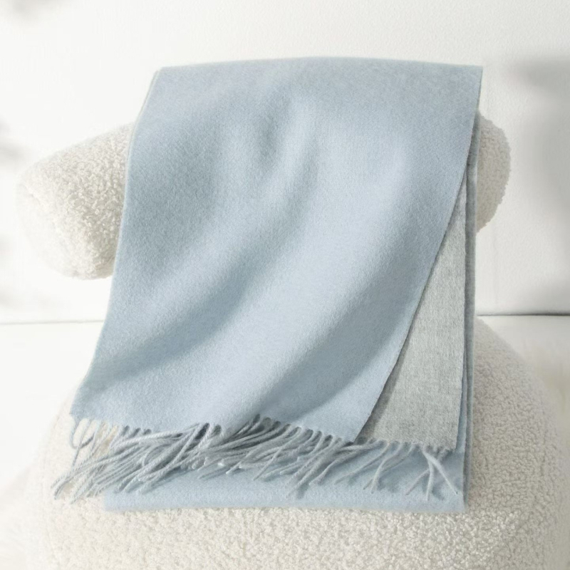 Кашмирен шал, двустранен двуцветен с ресни, Plain weave, поддържа топлината, Warp knitting