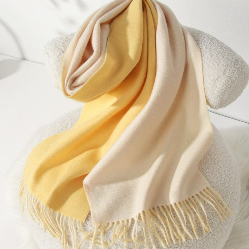 Кашмирен шал, двустранен двуцветен с ресни, Plain weave, поддържа топлината, Warp knitting