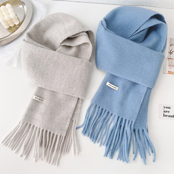 Вълнен шал, warp-knit тъкане, запазва топлината, зимен аксесоар с ресни