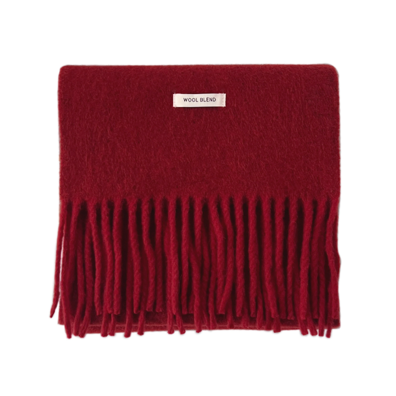 Вълнен шал, warp-knit тъкане, запазва топлината, зимен аксесоар с ресни