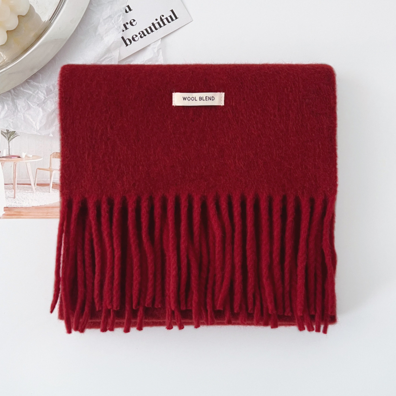 Вълнен шал, warp-knit тъкане, запазва топлината, зимен аксесоар с ресни