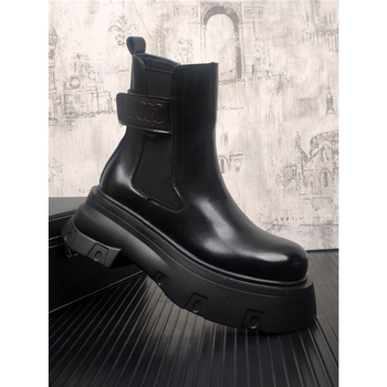 Férfi Chelsea csizmák természetes bőrből, vastag gumitalppal, belső műszálas rövid plüss béléssel, téli 2024