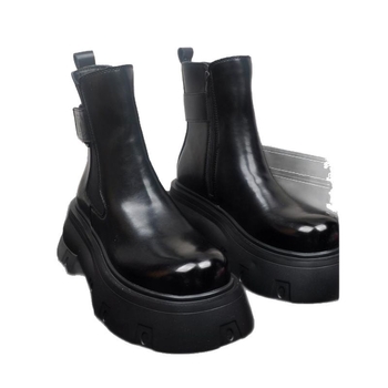 Férfi Chelsea csizmák természetes bőrből, vastag gumitalppal, belső műszálas rövid plüss béléssel, téli 2024