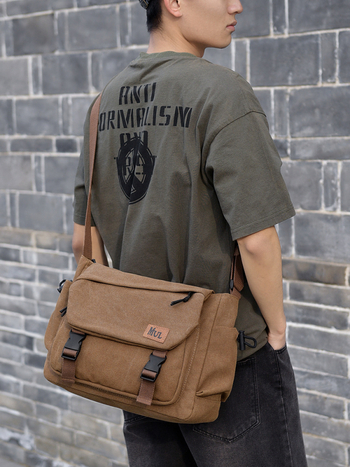 Geantă de umăr din pânză pentru bărbați, pentru călătorii de afaceri — capacitate mare, durabilă și respirabilă, căptușeală poliester, model monocrom