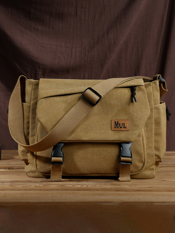 Geantă de umăr din pânză pentru bărbați, pentru călătorii de afaceri — capacitate mare, durabilă și respirabilă, căptușeală poliester, model monocrom