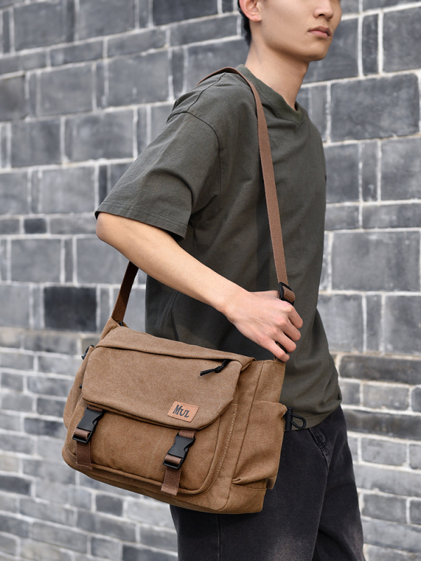 Geantă de umăr din pânză pentru bărbați, pentru călătorii de afaceri — capacitate mare, durabilă și respirabilă, căptușeală poliester, model monocrom