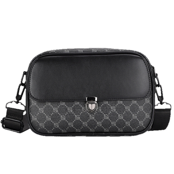 Geantă crossbody din piele PU pentru bărbați, model geometric, căptușeală poliester, impermeabilă, stil business commuting