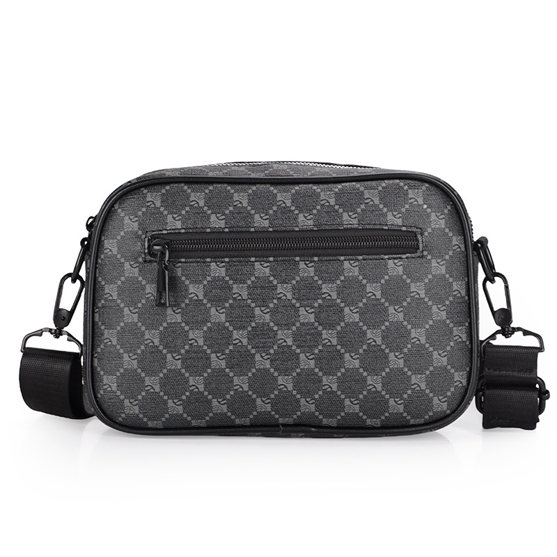 Geantă crossbody din piele PU pentru bărbați, model geometric, căptușeală poliester, impermeabilă, stil business commuting