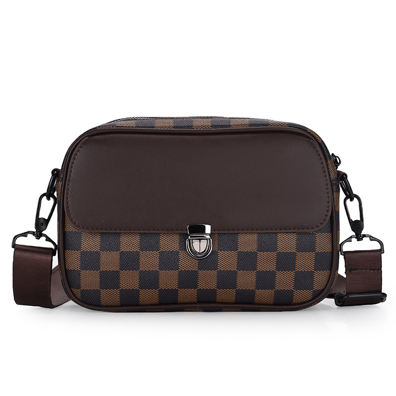 Geantă crossbody din piele PU pentru bărbați, model geometric, căptușeală poliester, impermeabilă, stil business commuting