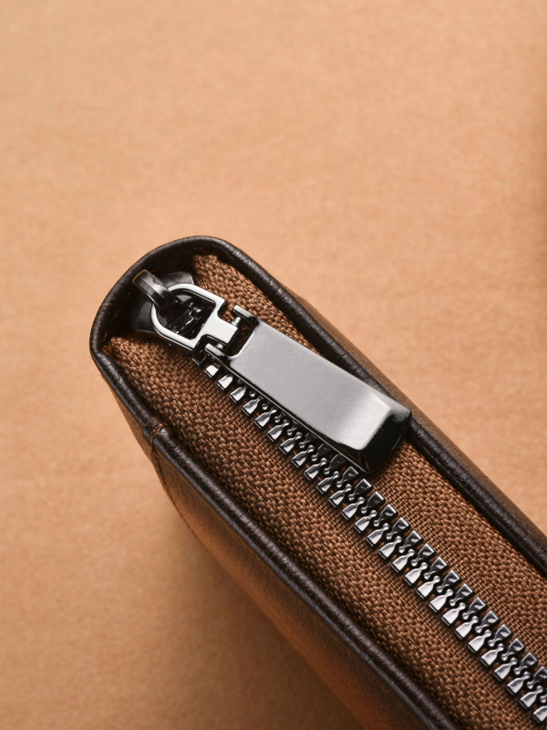 Goke PU RFID portofel cu protecție RFID, fermoar, compartimente multiple pentru carduri, capacitate mare