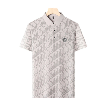 Πόλο πουκάμισο με στενή γραμμή, κοντό μανίκι, πολυεστερικό ύφασμα, εκτύπωση/βαφή