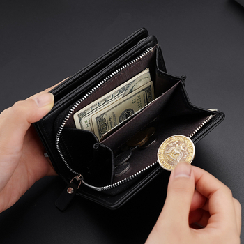 CarrKen PVC dvostruko preklopni novčanik za kartice s retro motivom glave jelena, zip pretinac za kovanice, poliester podstava, proljeće 2025