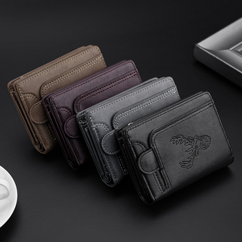 CarrKen PVC dvostruko preklopni novčanik za kartice s retro motivom glave jelena, zip pretinac za kovanice, poliester podstava, proljeće 2025