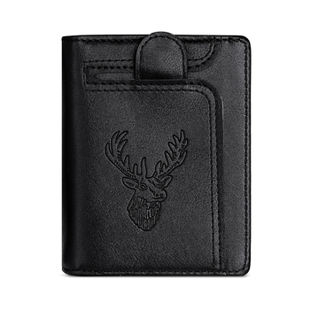 CarrKen PVC dvostruko preklopni novčanik za kartice s retro motivom glave jelena, zip pretinac za kovanice, poliester podstava, proljeće 2025
