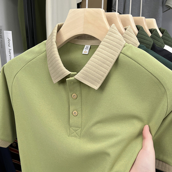 Πόλο πουκάμισο με σχέδιο saddle-shoulder, φαρδιά γραμμή, ύφασμα πολυεστέρα 96%, μοτίβο μπλοκ