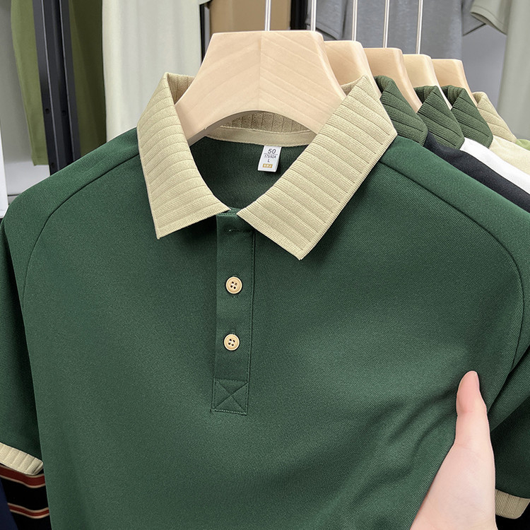 Πόλο πουκάμισο με σχέδιο saddle-shoulder, φαρδιά γραμμή, ύφασμα πολυεστέρα 96%, μοτίβο μπλοκ