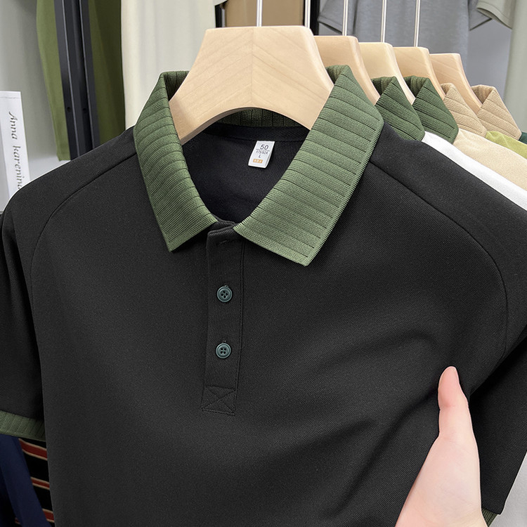 Πόλο πουκάμισο με σχέδιο saddle-shoulder, φαρδιά γραμμή, ύφασμα πολυεστέρα 96%, μοτίβο μπλοκ