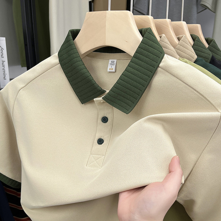 Πόλο πουκάμισο με σχέδιο saddle-shoulder, φαρδιά γραμμή, ύφασμα πολυεστέρα 96%, μοτίβο μπλοκ