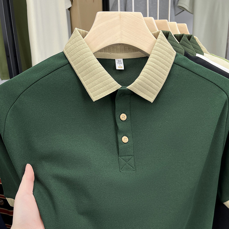 Πόλο πουκάμισο με σχέδιο saddle-shoulder, φαρδιά γραμμή, ύφασμα πολυεστέρα 96%, μοτίβο μπλοκ