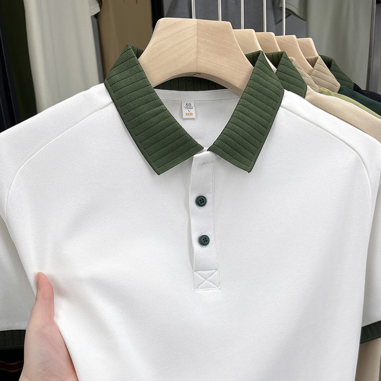 Πόλο πουκάμισο με σχέδιο saddle-shoulder, φαρδιά γραμμή, ύφασμα πολυεστέρα 96%, μοτίβο μπλοκ