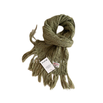 Šal s balaklavom i resicama, korejskog stila, obična tkanina (Plain weave), warp knitting, 61-70% vuna, zima
