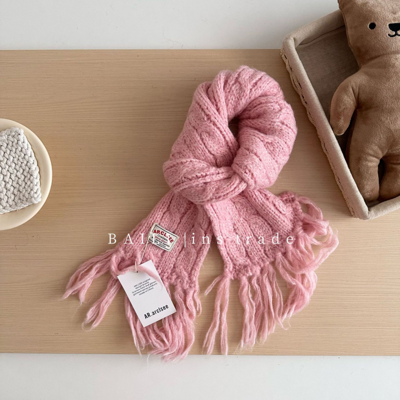 Šal s balaklavom i resicama, korejskog stila, obična tkanina (Plain weave), warp knitting, 61-70% vuna, zima