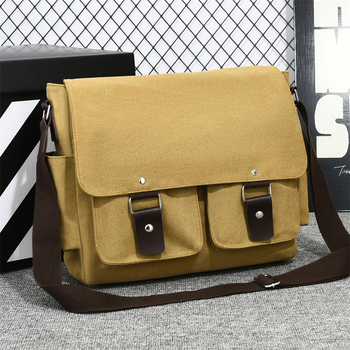 Muška platnena torbica za rame – poslovni putnik, vodootporna, podstava od poliestera, crossbody, casual putovanja