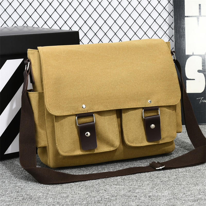 Muška platnena torbica za rame – poslovni putnik, vodootporna, podstava od poliestera, crossbody, casual putovanja