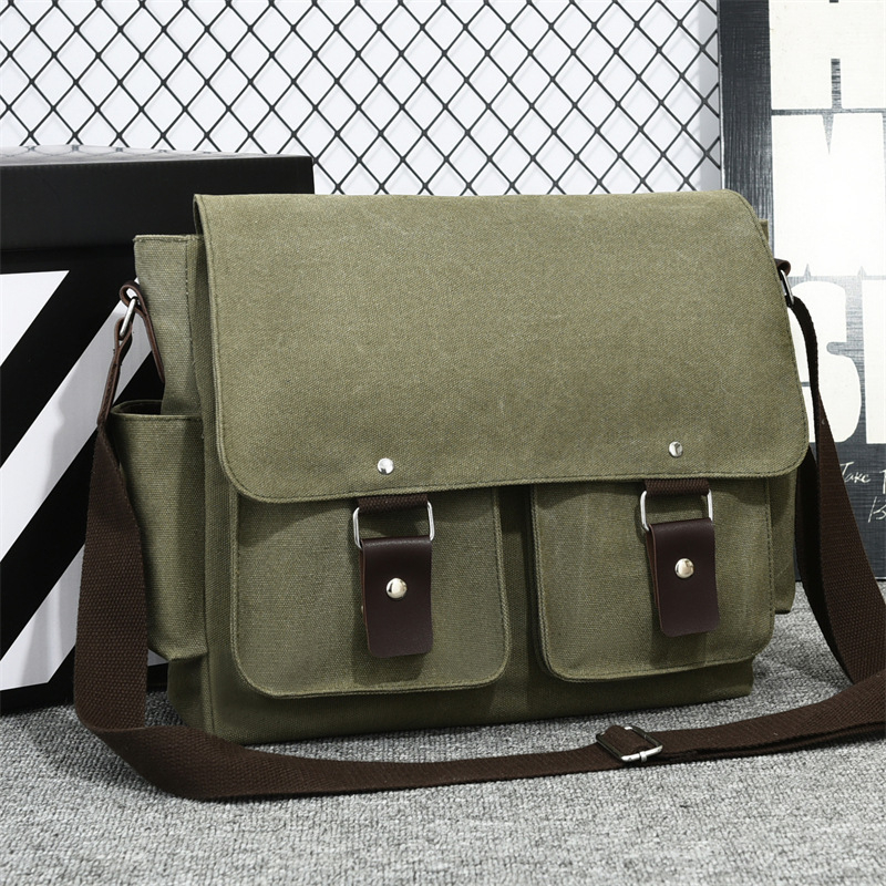 Muška platnena torbica za rame – poslovni putnik, vodootporna, podstava od poliestera, crossbody, casual putovanja