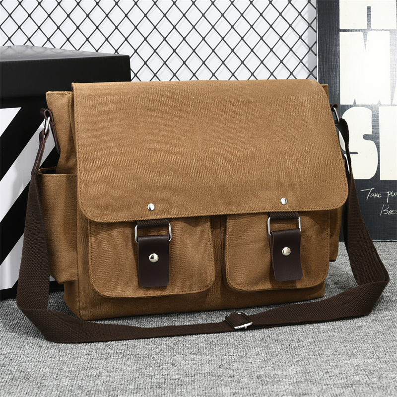 Muška platnena torbica za rame – poslovni putnik, vodootporna, podstava od poliestera, crossbody, casual putovanja