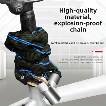 Lopás elleni kerékpárlánc zár – hordozható, vastagított és hosszabb lánc, elektromos és hegyi kerékpárokhoz