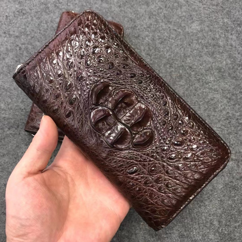 Muški clutch od kože krokodila, duga torbica od prave kože za poslovni stil, otporna na habanje, jednobojna unutarnja podstava