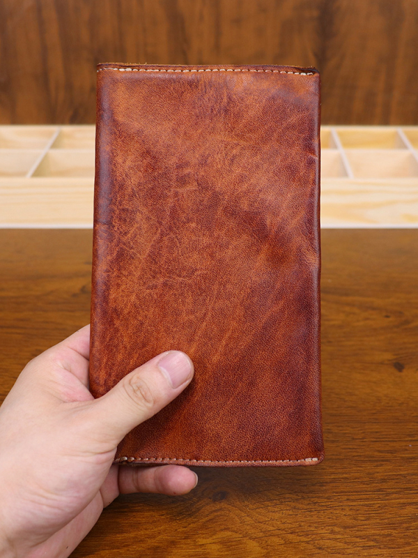 Torba za passport i dokumente od prave kože s rastlinskim tretmanom i ručno patinom, podstava od prave kože, retro poslovni stil, džep za telefon