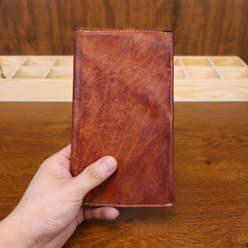 Torba za passport i dokumente od prave kože s rastlinskim tretmanom i ručno patinom, podstava od prave kože, retro poslovni stil, džep za telefon