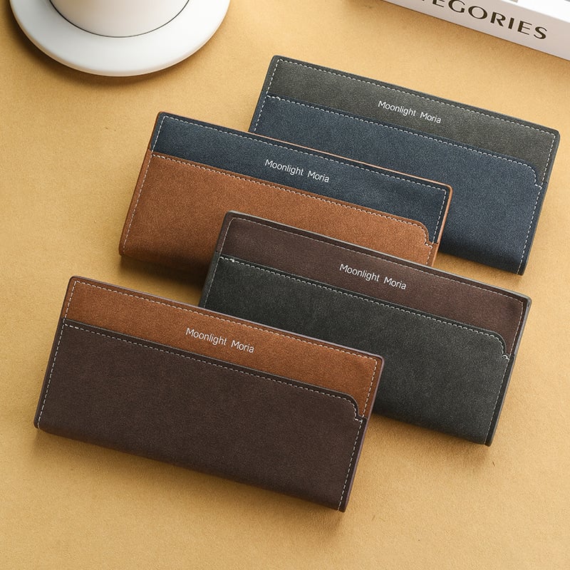 Moonlight moria Portofel bărbați lung – Material PU, Ultra-ușor, Capacitate mare, Mai multe compartimente pentru carduri, Stil urban minimalist