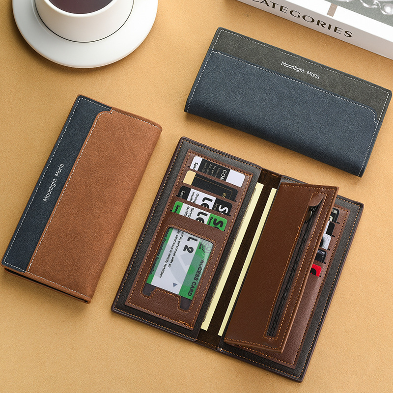 Moonlight moria Portofel bărbați lung – Material PU, Ultra-ușor, Capacitate mare, Mai multe compartimente pentru carduri, Stil urban minimalist