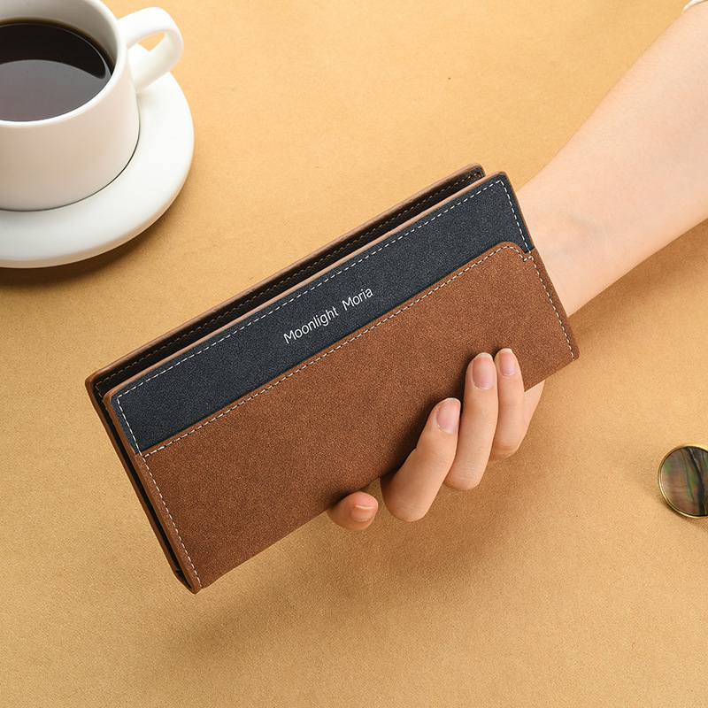 Moonlight moria Portofel bărbați lung – Material PU, Ultra-ușor, Capacitate mare, Mai multe compartimente pentru carduri, Stil urban minimalist