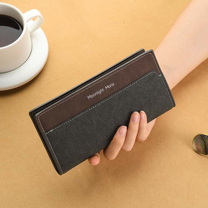 Moonlight moria Portofel bărbați lung – Material PU, Ultra-ușor, Capacitate mare, Mai multe compartimente pentru carduri, Stil urban minimalist