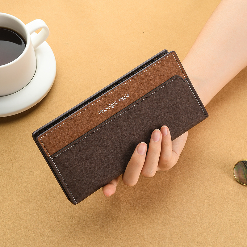 Moonlight moria Portofel bărbați lung – Material PU, Ultra-ușor, Capacitate mare, Mai multe compartimente pentru carduri, Stil urban minimalist