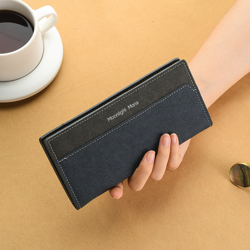 Moonlight moria Portofel bărbați lung – Material PU, Ultra-ușor, Capacitate mare, Mai multe compartimente pentru carduri, Stil urban minimalist