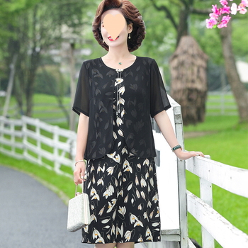 Ženska ljetna haljina od šifona i poliestera, A-linija, srednja duljina, polo ovratnik, kratki rukav, street-hipster stil