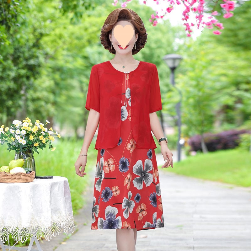 Ženska ljetna haljina od šifona i poliestera, A-linija, srednja duljina, polo ovratnik, kratki rukav, street-hipster stil