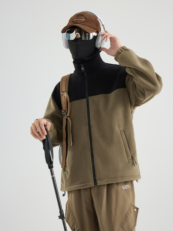 Uniszex fleece kabát, polár bélés, blokk-stílusú dizájn, poliészter anyag