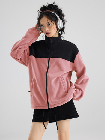 Uniszex fleece kabát, polár bélés, blokk-stílusú dizájn, poliészter anyag