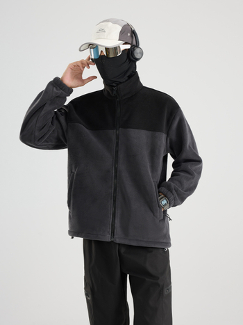 Uniszex fleece kabát, polár bélés, blokk-stílusú dizájn, poliészter anyag