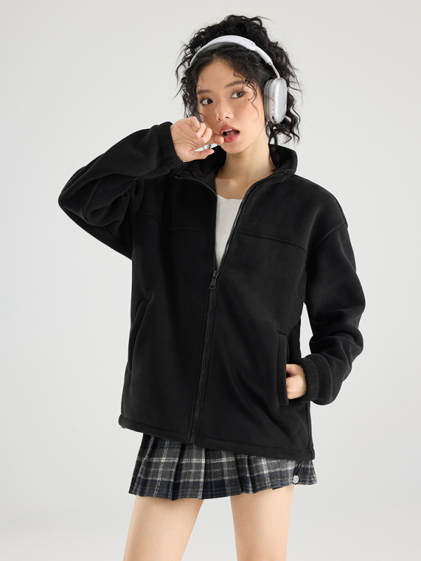 Uniszex fleece kabát, polár bélés, blokk-stílusú dizájn, poliészter anyag