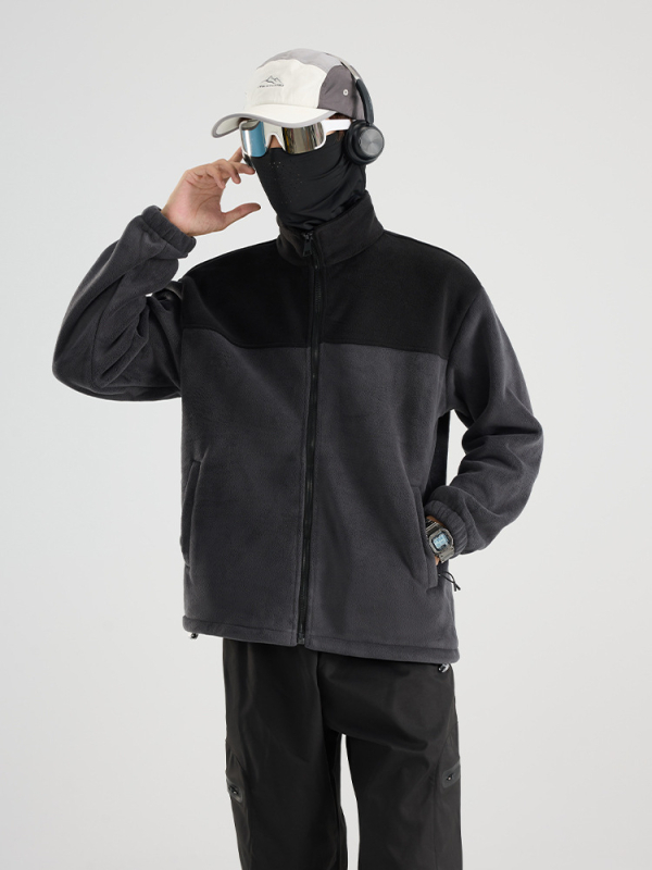 Uniszex fleece kabát, polár bélés, blokk-stílusú dizájn, poliészter anyag