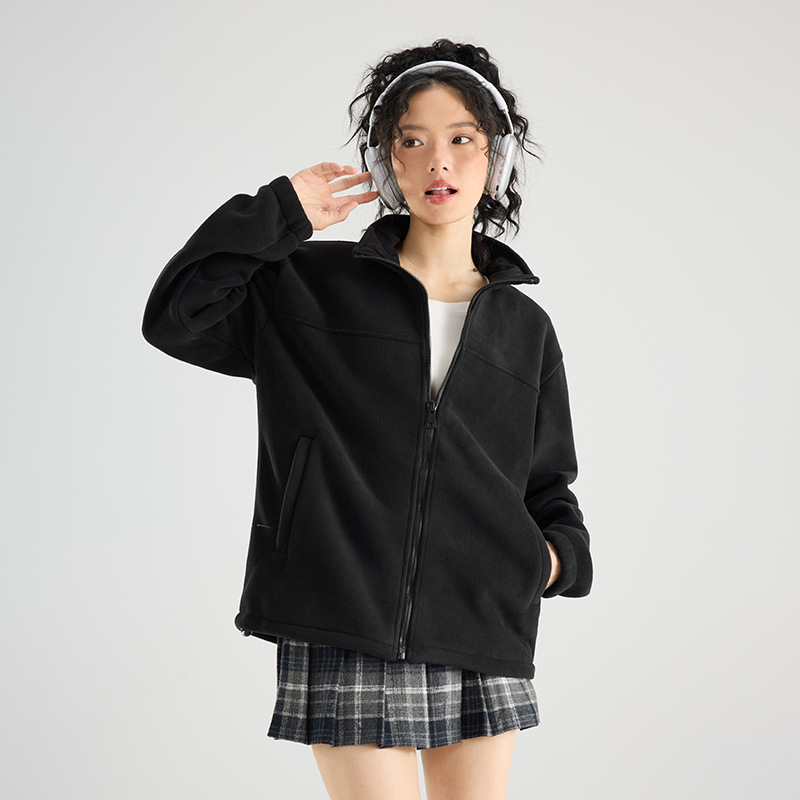 Uniszex fleece kabát, polár bélés, blokk-stílusú dizájn, poliészter anyag