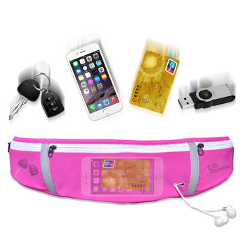 Geantă talie sport din Nylon Lycra, fermoar, unisex, stil coreean cu buzunare multiple, model YBFF-20007-3, dimensiuni 400×100 mm